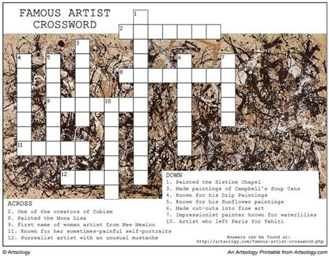 type of artist or game crossword|More.